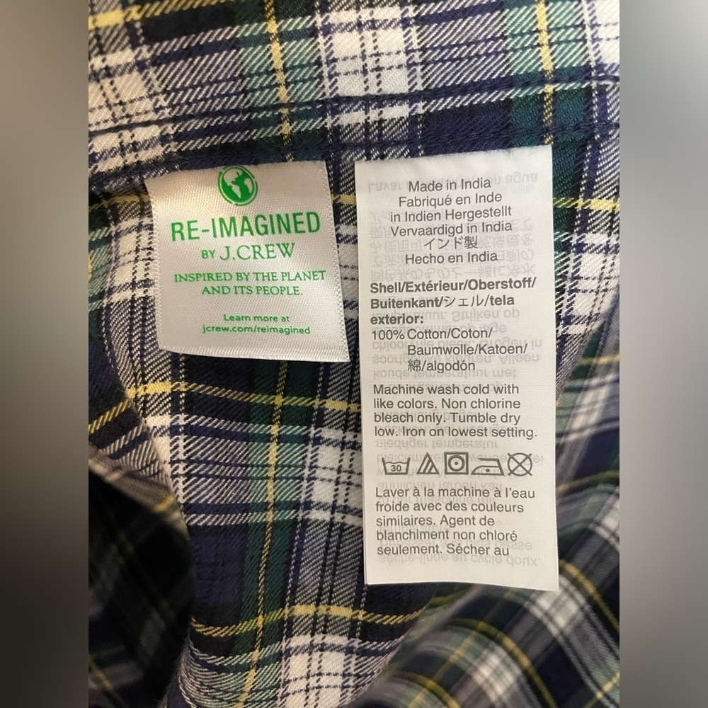 NWT J. Crew Slim Fit Brushed Twill Plaid Flannel Shirt Size Medium Soft & New! - Picture 9 of 12